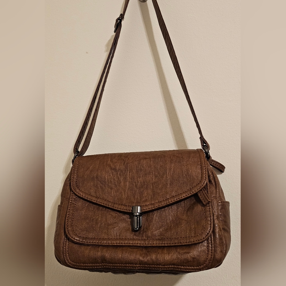 Brown Vintage Faux Leather Crossbody bag